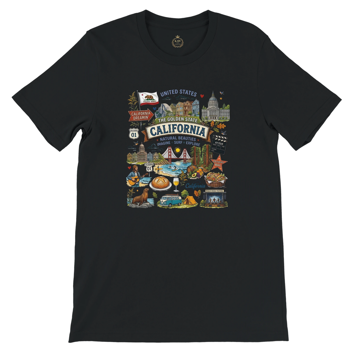 California Vintage Travel Collage T-Shirt