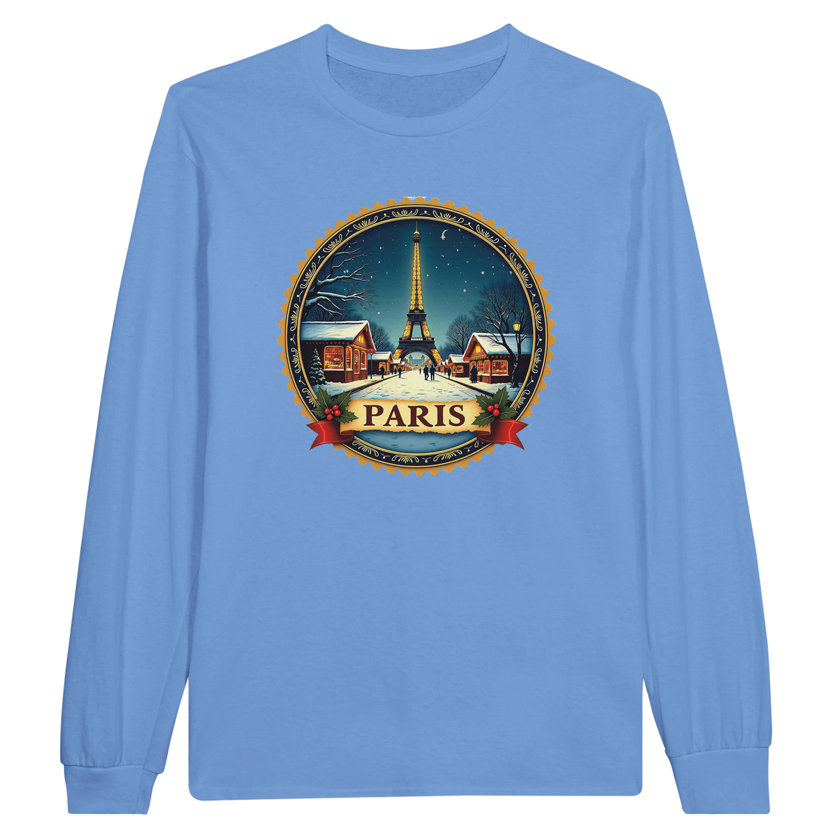 Paris Eiffel Tower Winter Christmas Long Sleeve T-Shirt