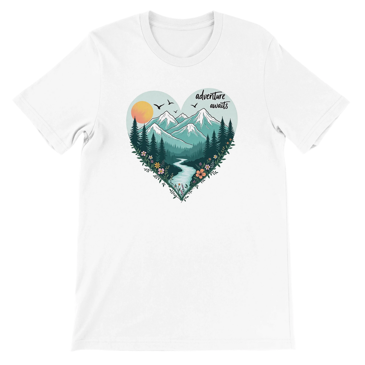 Adventure Awaits Mountains Graphic T-Shirt