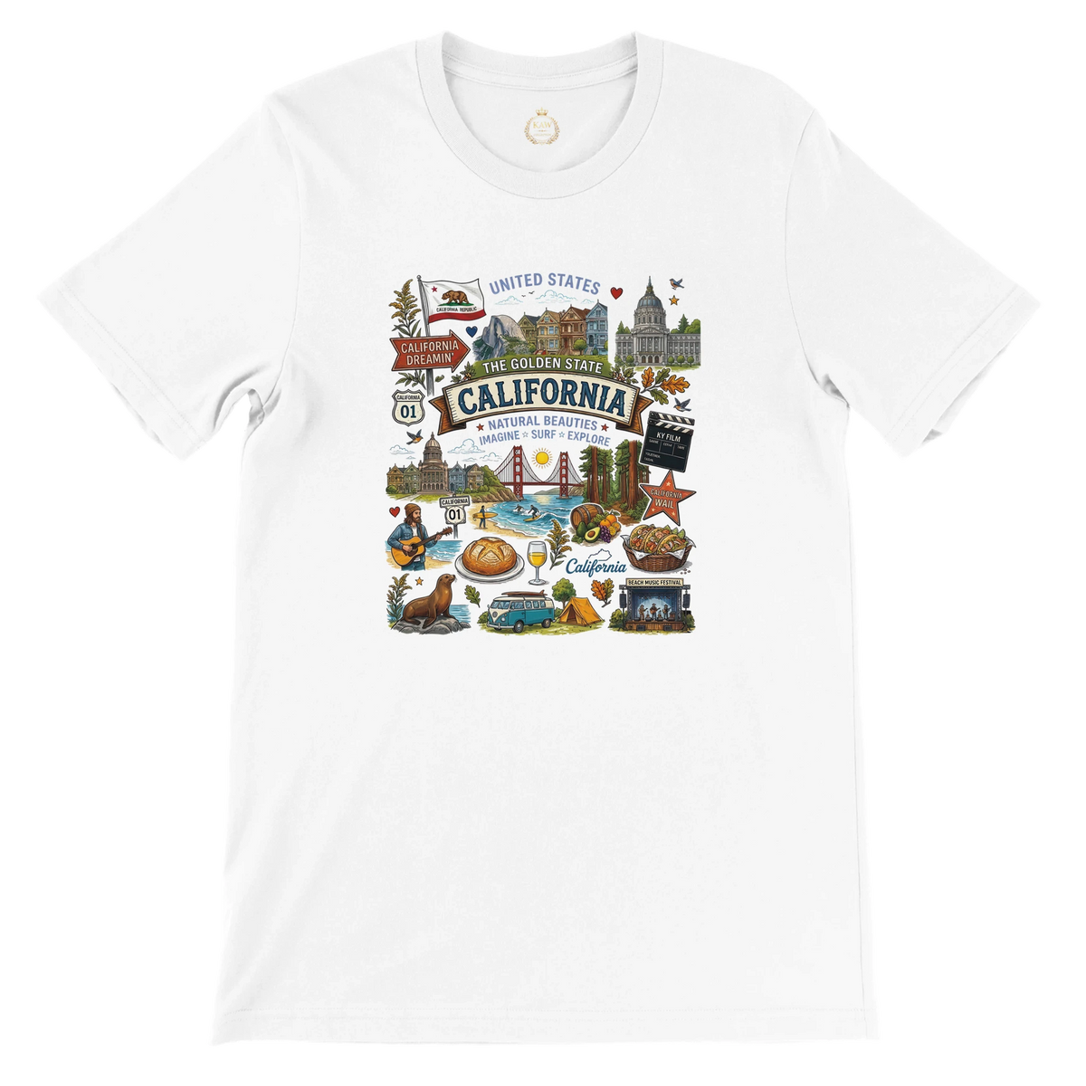 California Vintage Travel Collage T-Shirt