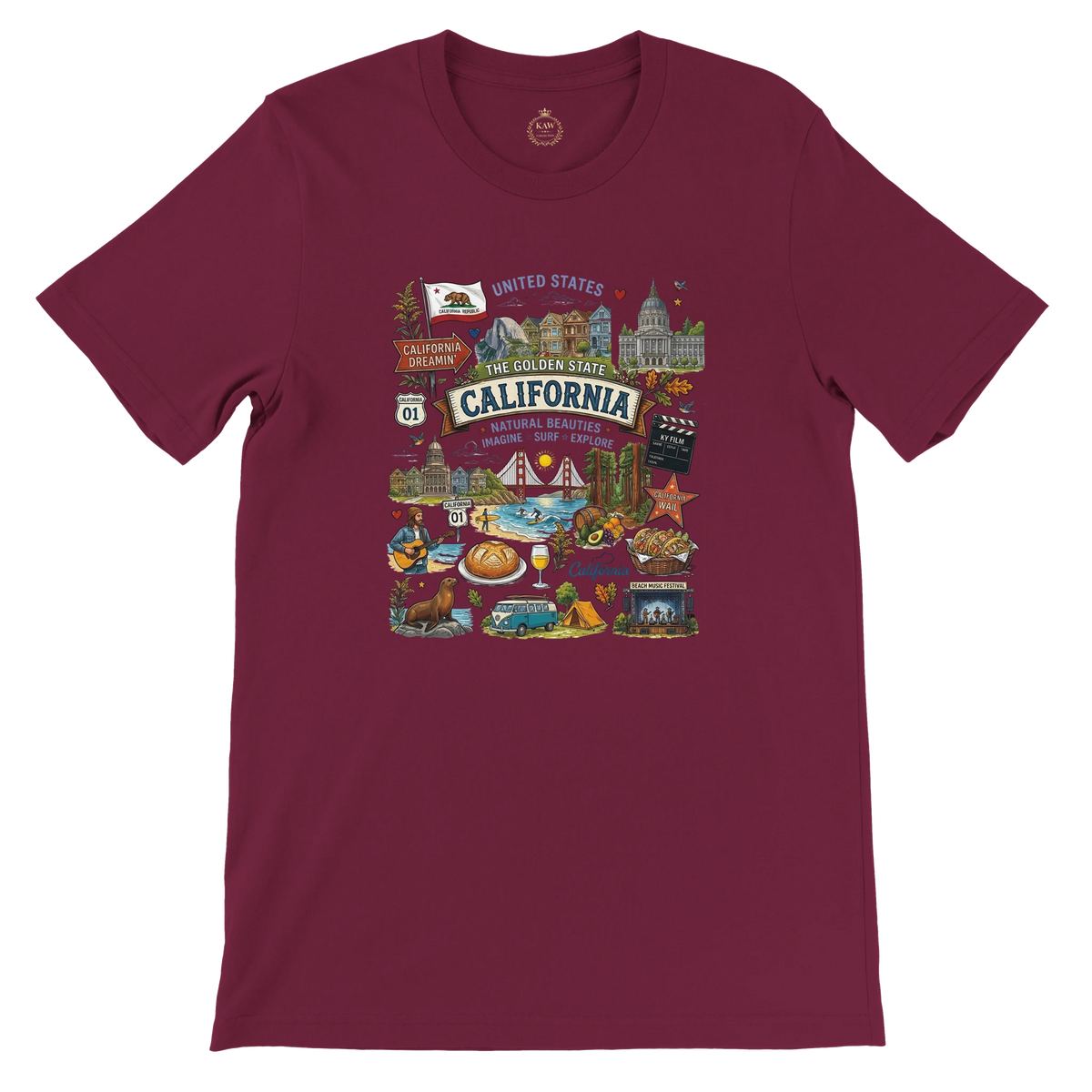 California Vintage Travel Collage T-Shirt