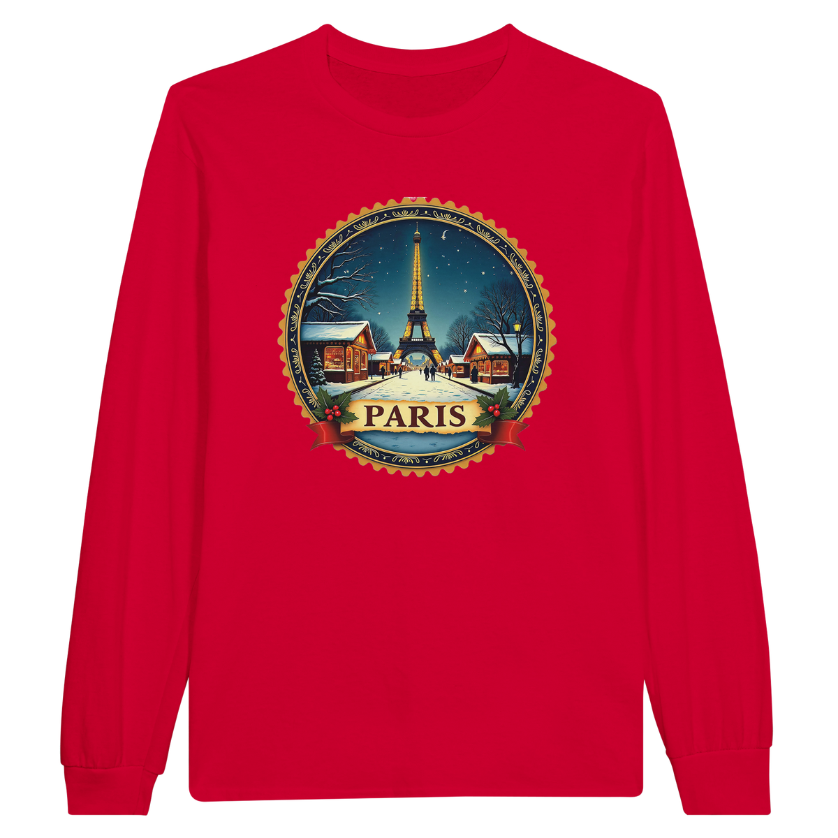 Paris Eiffel Tower Winter Christmas Long Sleeve T-Shirt