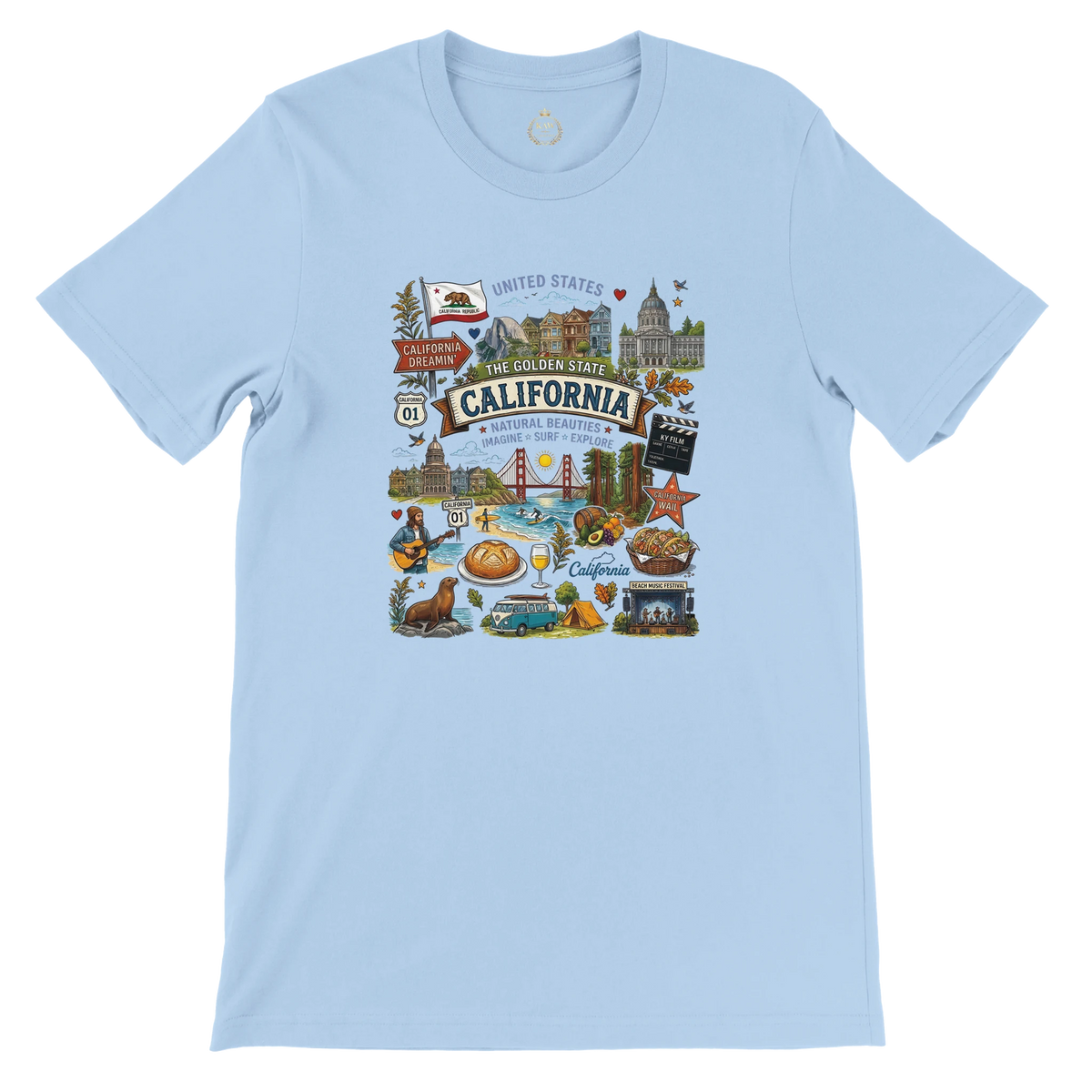 California Vintage Travel Collage T-Shirt