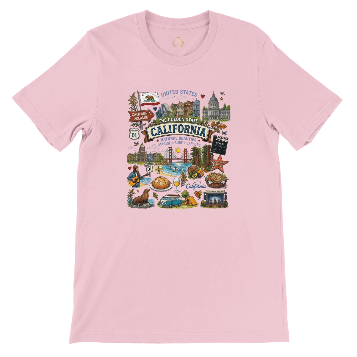 California Vintage Travel Collage T-Shirt