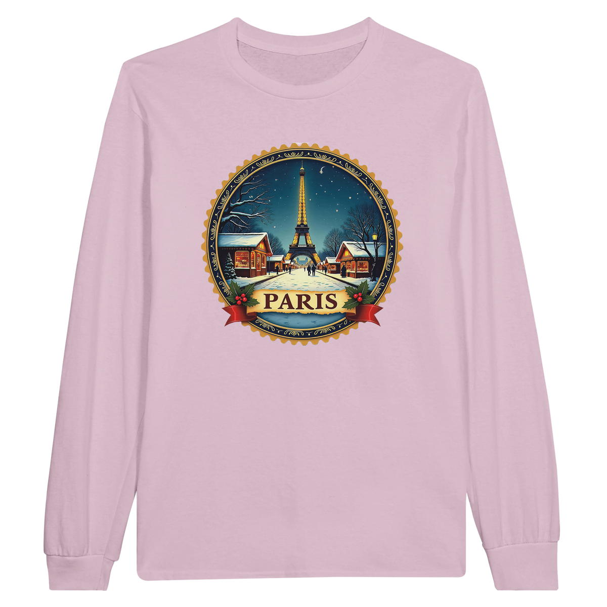 Paris Eiffel Tower Winter Christmas Long Sleeve T-Shirt
